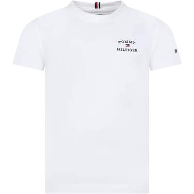 Tommy Hilfiger Kids' White T-shirt For Boy With Logo