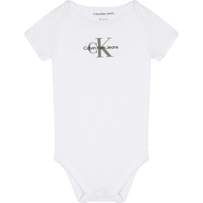 Calvin Klein White Bodysuit For Baby Girl With Logo