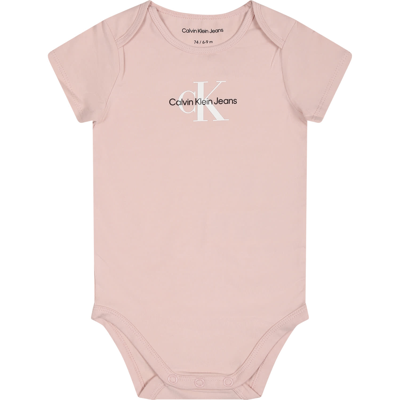 Calvin Klein Pink Bodysuit For Baby Girl With Logo
