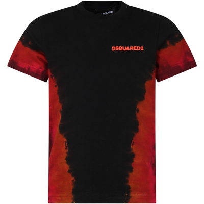 Dsquared2 Kids' Black T-shirt For Boy With Logo