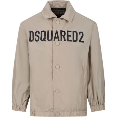 Dsquared2 Kids' Beige Jacket For Boy With Logo