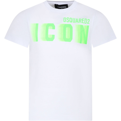 Dsquared2 Kids' White T-shirt For Boy With Logo