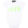 DSQUARED2 WHITE BODYSUIT FOR BABY BOY WITH LOGO