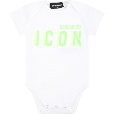 Dsquared2 White Bodysuit For Baby Boy With Logo