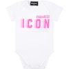 DSQUARED2 WHITE BODYSUIT FOR BABY BOY WITH LOGO