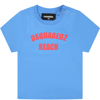 DSQUARED2 LIGHT BLUE T-SHIRT FOR BABY BOY WITH LOGO
