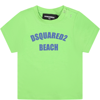 DSQUARED2 GREEN T-SHIRT FOR BABY BOY WITH LOGO