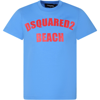 DSQUARED2 LIGHT BLUE T-SHIRT FOR BOY WITH LOGO