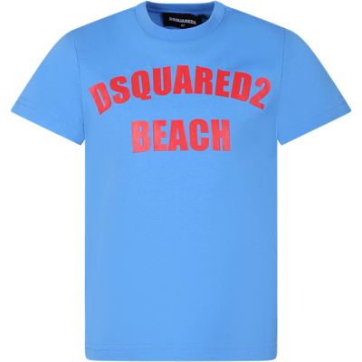 Dsquared2 Kids' Light Blue T-shirt For Boy With Logo