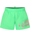 DSQUARED2 GREEN SWIM SHORTS FOR BOY WITH LOGO