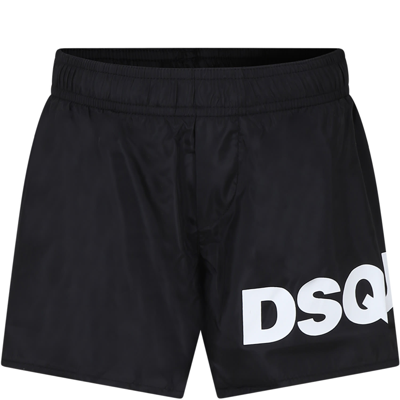 Dsquared2 Kids' Black Swim Shorts For Boy With Logo