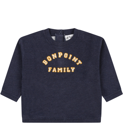 Bonpoint Blue Sweatshirt For Baby Kids With Logo