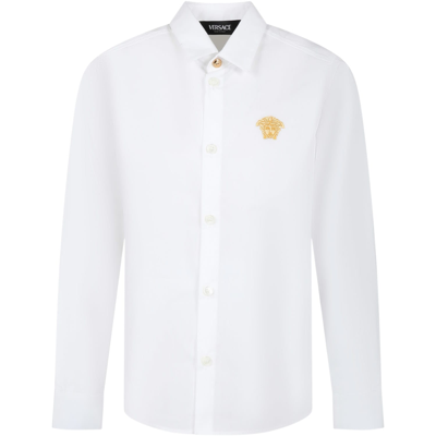 Versace Kids' White Shirt For Boy With Medusa