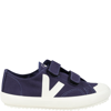 VEJA BLUE SNEAKERS FOR KIDS WITH IVORY LOGO