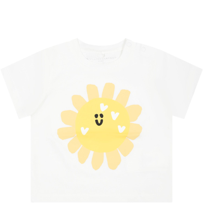Stella Mccartney White T-shirt For Baby Girl With Sun