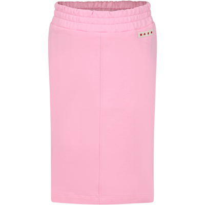 Marni Kids' Pink Skirt For Girl With Logo