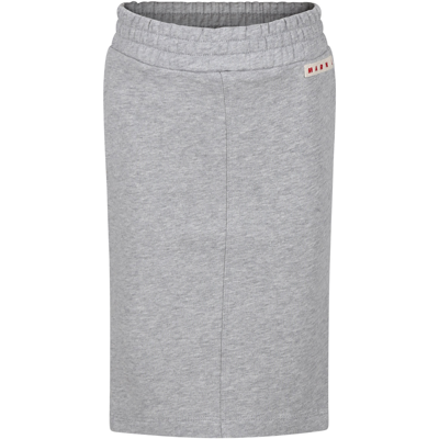 Marni Kids' Gray Skirt For Girl With Logo In Grey