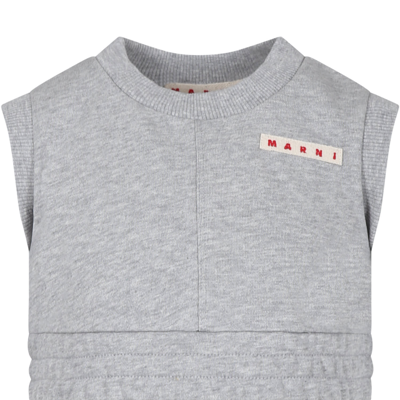 Marni Kids' Logo贴花棉无袖卫衣 In Grey