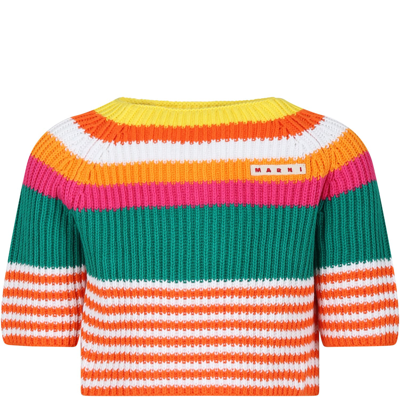 Marni Kids' Multicolor Sweater For Girl With Logo