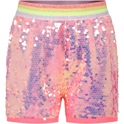Billieblush Kids' Pink Casual Shorts For Girl With Sequins