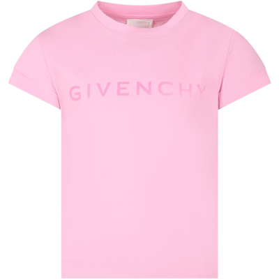 Givenchy Kids' Pink T-shirt For Girl With Logo