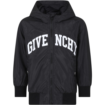 GIVENCHY BLACK WINDBREAKER FOR BOY WITH LOGO