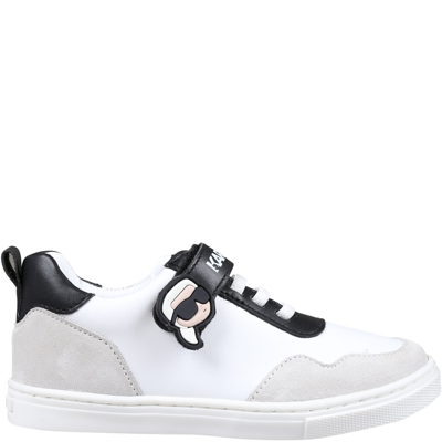Karl Lagerfeld White Low Sneakers For Kids