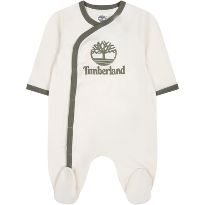 Timberland Ivory Jumpsuit For Baby Boy With Logo