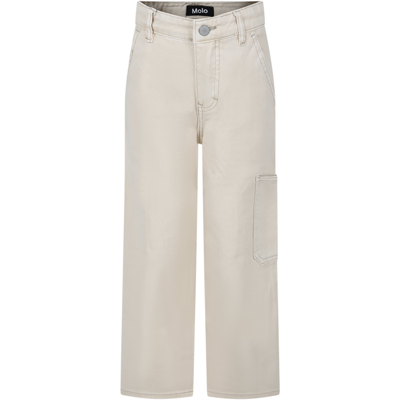 Molo Kids' Casual Ivory Trousers For Boy