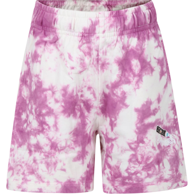 Molo Kids' Fuchsia Sports Shorts For Girl With Tie Dye In Purple