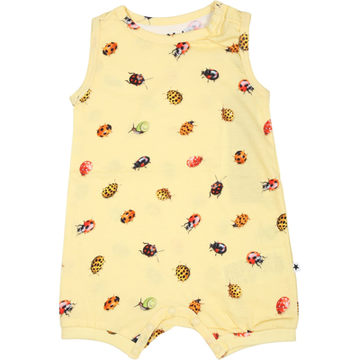 Molo Yellow Romper For Baby Kids With Ladybugs