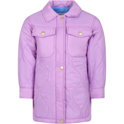 Molo Kids' Purple Down Jacket For Girl In Pink