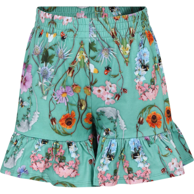 Molo Kids' Green Casual Shorts For Girl