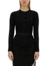 Dolce & Gabbana Ribbed Crop Button-front Cardigan In Black
