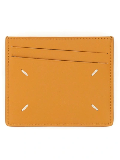 Maison Margiela Leather Card Holder Unisex In Buff