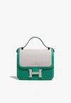 Hermes Constance 24 In Vert Jade Swift And Toile With Palladium Hardware In Vert Jade