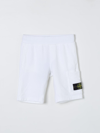 Stone Island Teen Compass-motif Multi-pocket Cargo Shorts In White