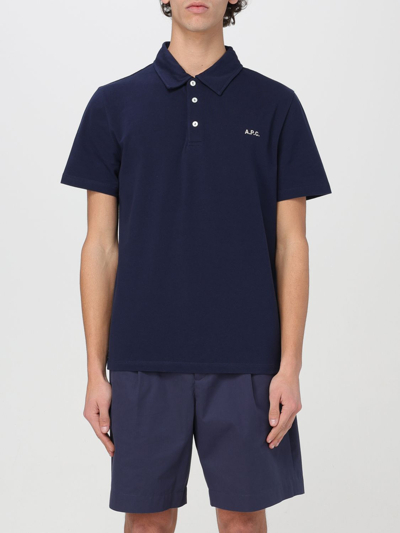 APC POLO SHIRT A.P.C. MEN COLOR BLUE,403124009