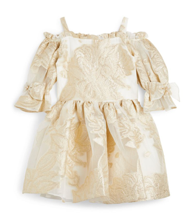 David Charles Kids' Jacquard Dress In Gold