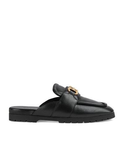 Gucci Leather Lug-sole Horsebit Loafers In Black