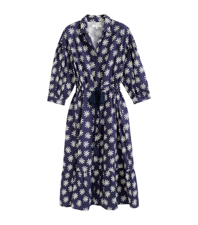 Chinti & Parker Cotton Ditsy Floral Midi Dress In Blue