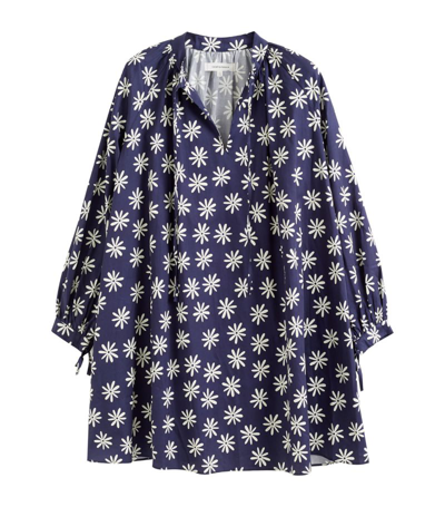 Chinti & Parker Cotton Ditsy Floral Mini Dress In Blue