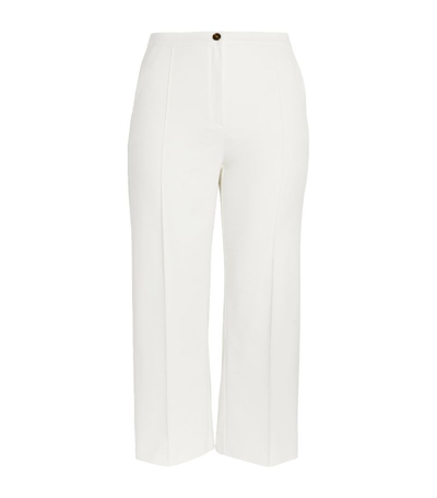 Marina Rinaldi Cropped Straight Trousers In White