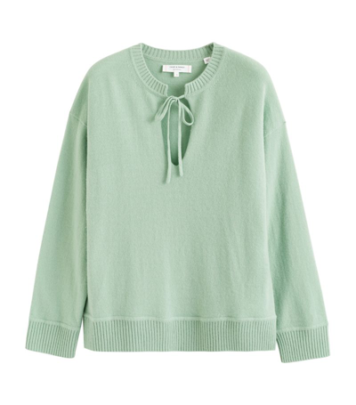 Chinti & Parker Cashmere Split-neck Sweater In Green