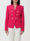Balmain Wool Double-breasted Blazer In Fuchsia