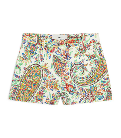 Etro Kids' Paisley-print Twill Shorts In Cream