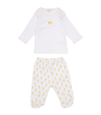 Kissy Kissy Duck Top And Footed Trousers Set (0-6 Months) In Yellow
