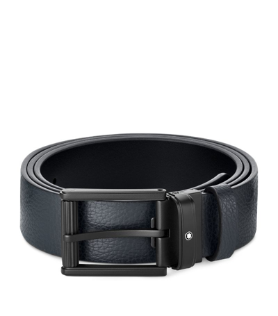 Montblanc Leather Reversible Belt In Blue
