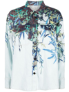 FORTE FORTE PRINTED COTTON AND LINEN BLEND OVERSHIRT
