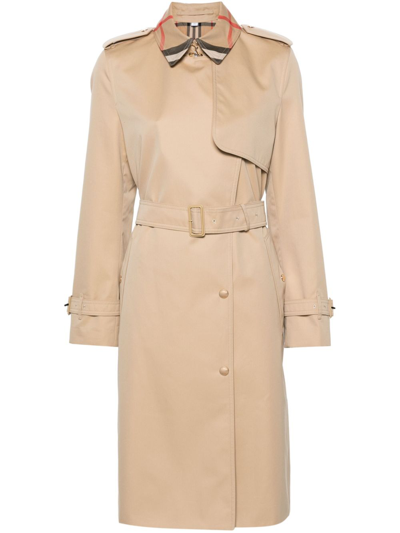 Burberry Cotton Trench Coat In Beige